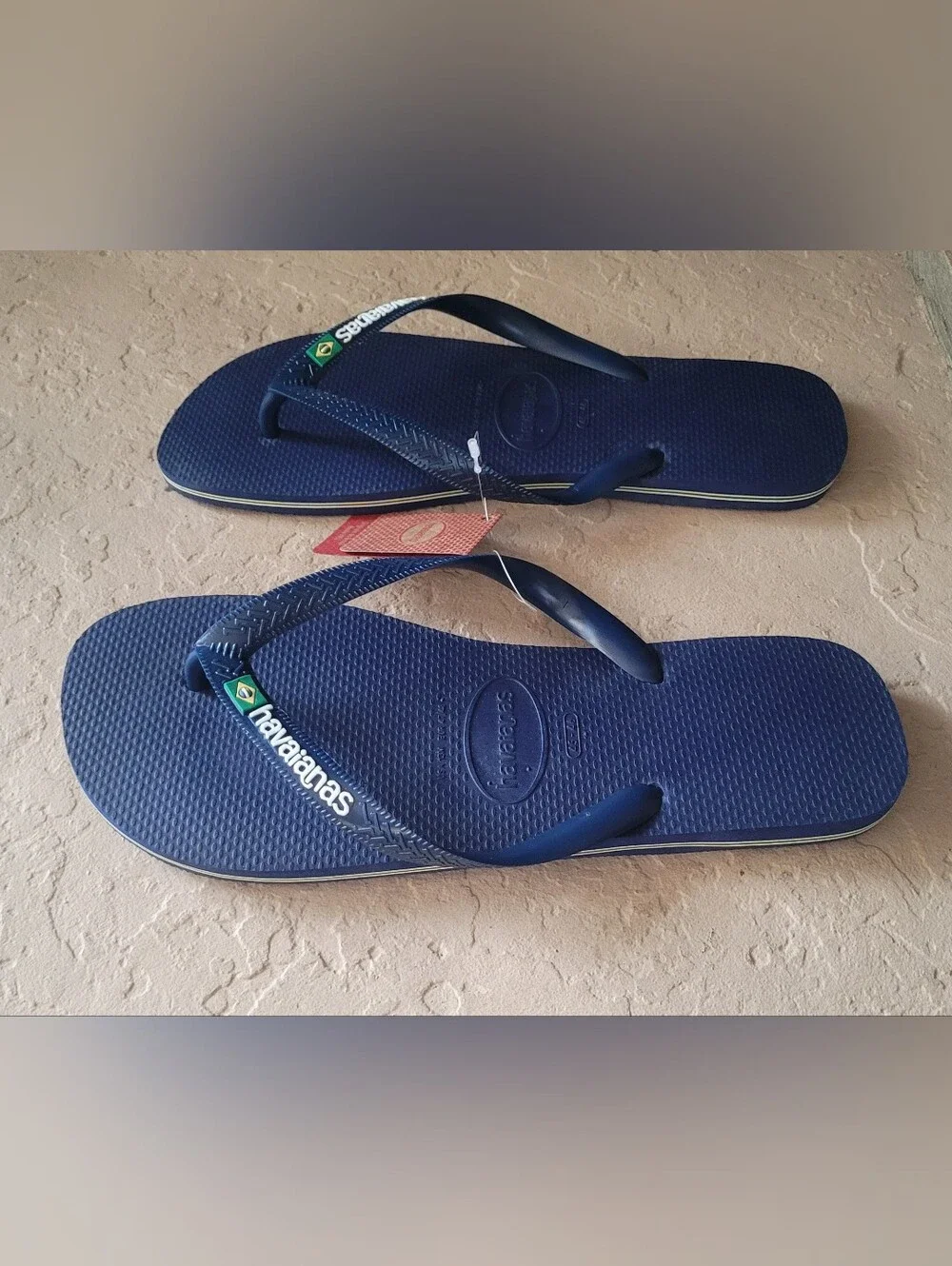 Size 45/46 (11/12) Havaianas Brazil Flag Logo Navy Blue Men Sandals